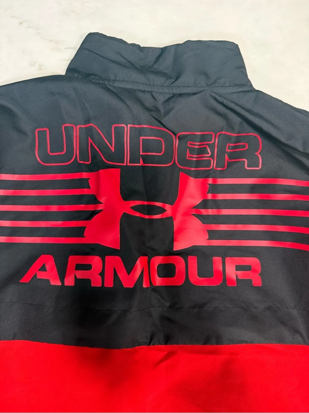 Under Armour Black and Red Kids Half-Zip Rain Pullover